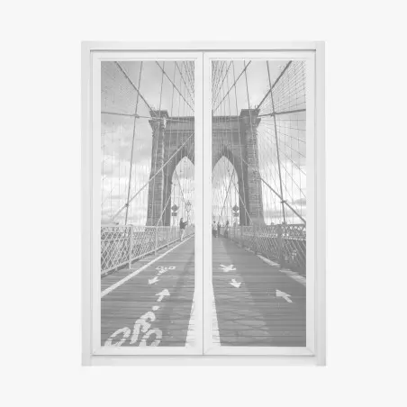 Fensteraufkleber Brooklyn Bridge perspektive in monochrom – Pixers®