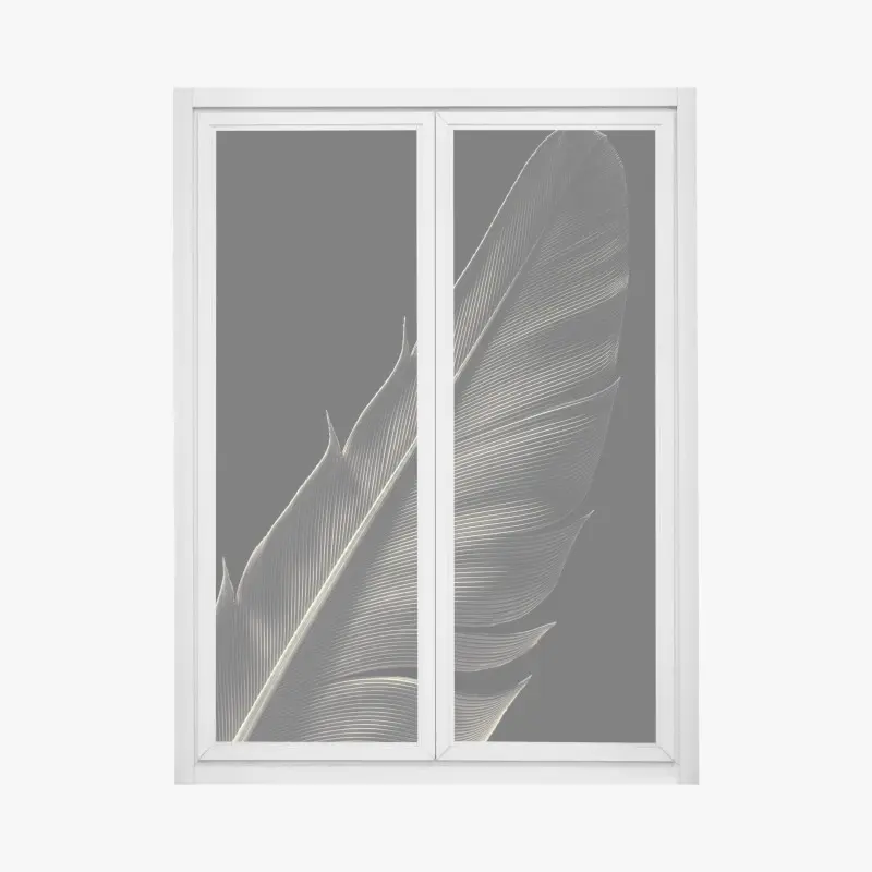 Fensteraufkleber zarte feder in makroaufnahme