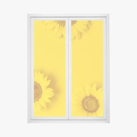 Fensteraufkleber drei sonnenblumen auf gelbem hintergrund – Pixers®