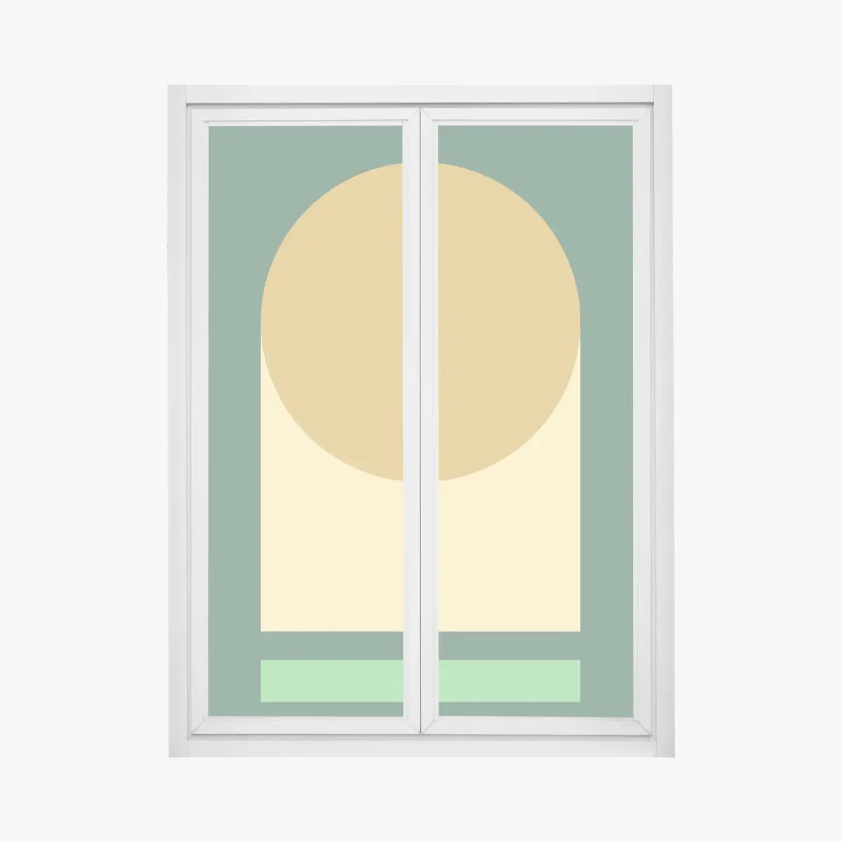 Fensteraufkleber goldene sonne über geometrischem block – Pixers®