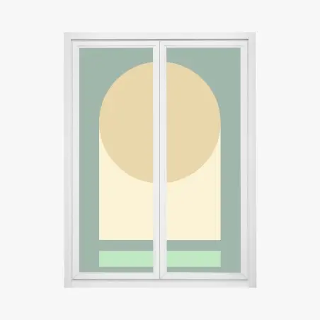 Fensteraufkleber goldene sonne über geometrischem block – Pixers®