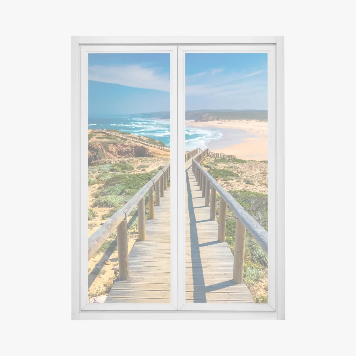 Fensteraufkleber holzsteg zur Praia da Bordeira – Pixers®