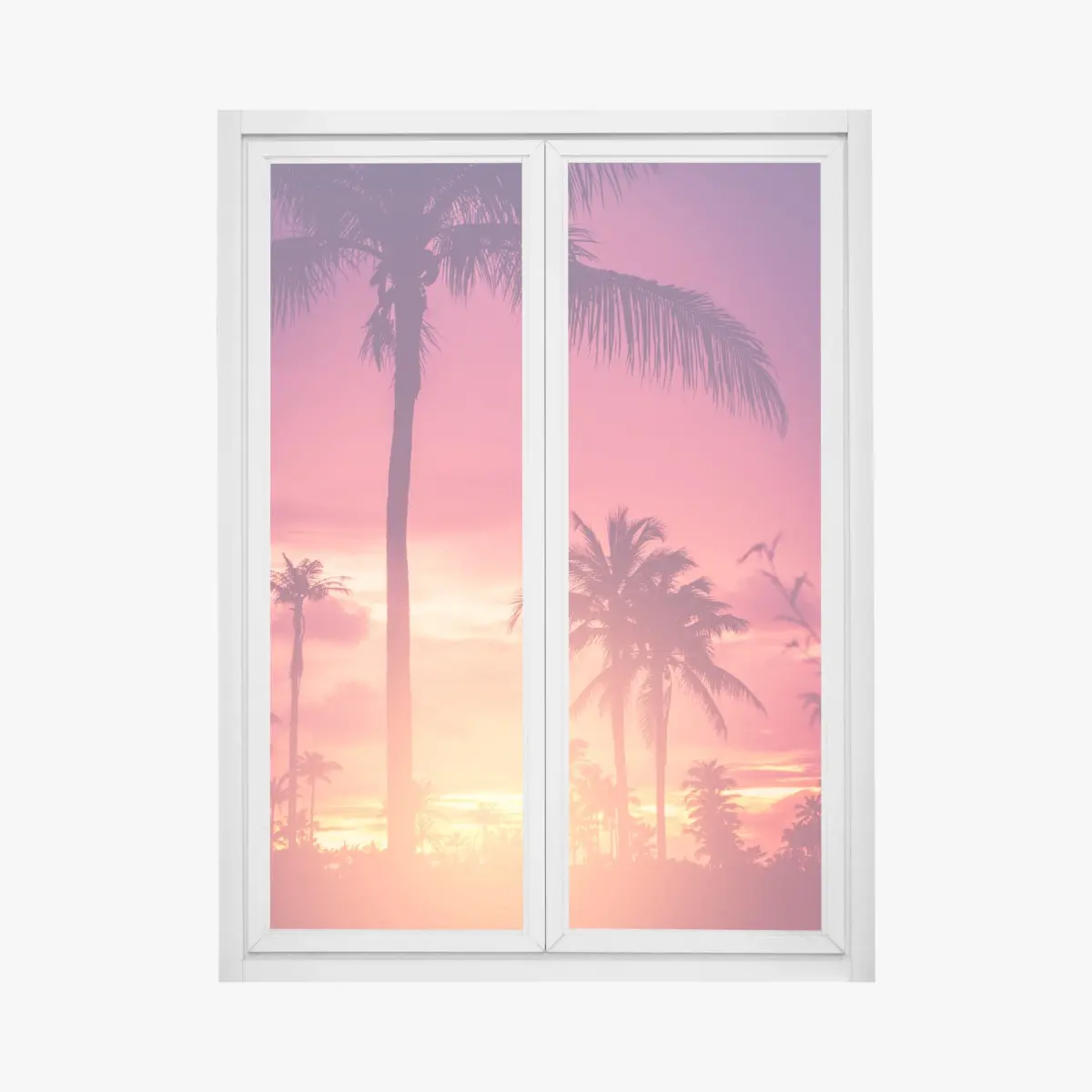 Fensteraufkleber tropischer sonnenuntergang mit palmen – Pixers®