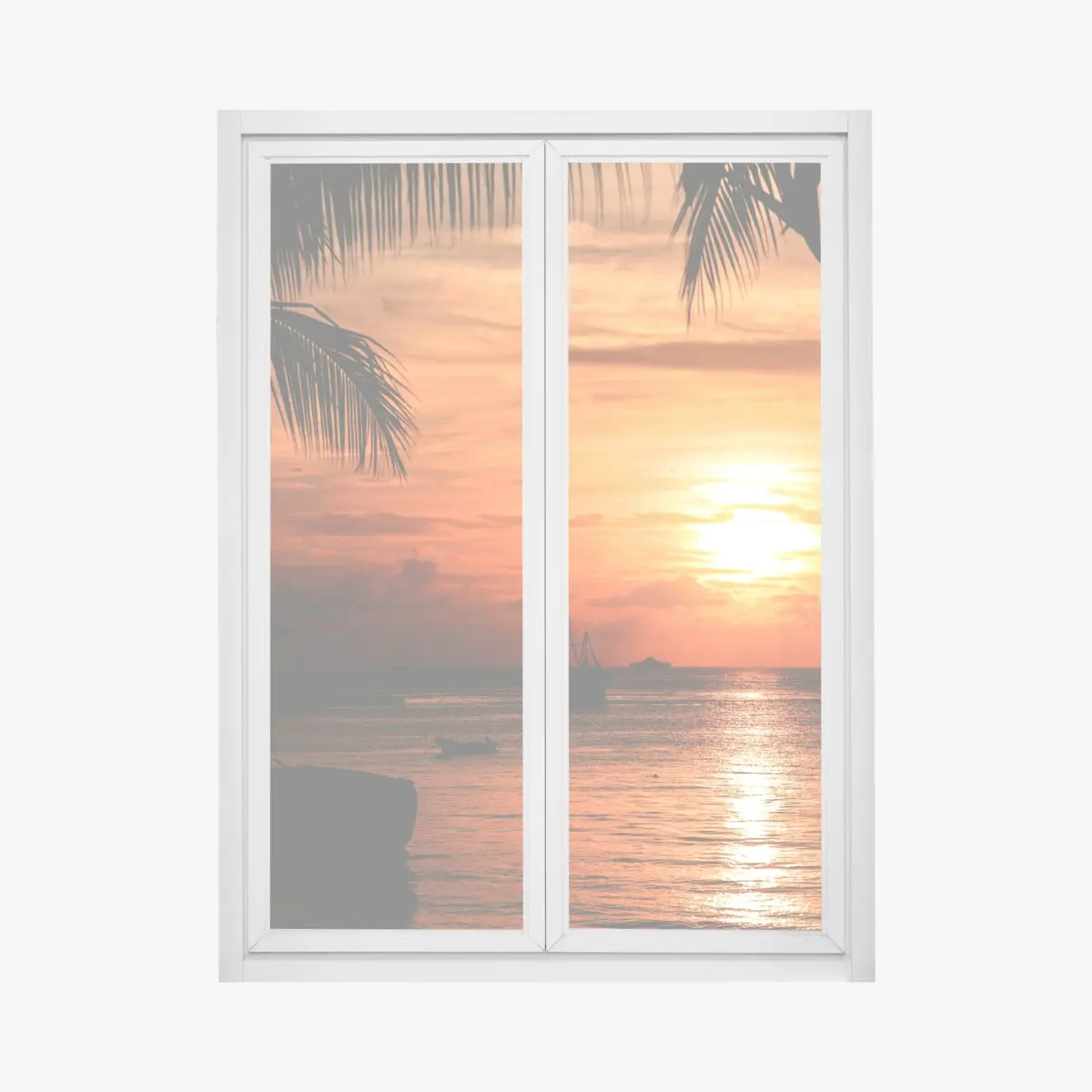 Fensteraufkleber tropischer sonnenuntergang am meer – Pixers®