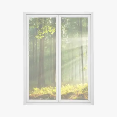 Fensteraufkleber sonniger morgenwald – Pixers®