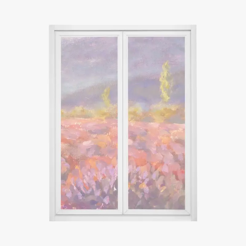 Fensteraufkleber Provence lavendelfeld gemälde
