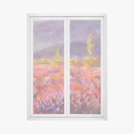 Fensteraufkleber Provence lavendelfeld gemälde – Pixers®