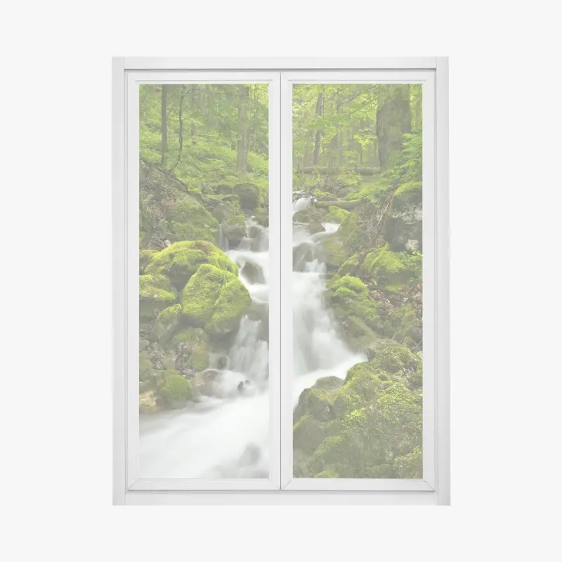 Fensteraufkleber moosiger wasserfall