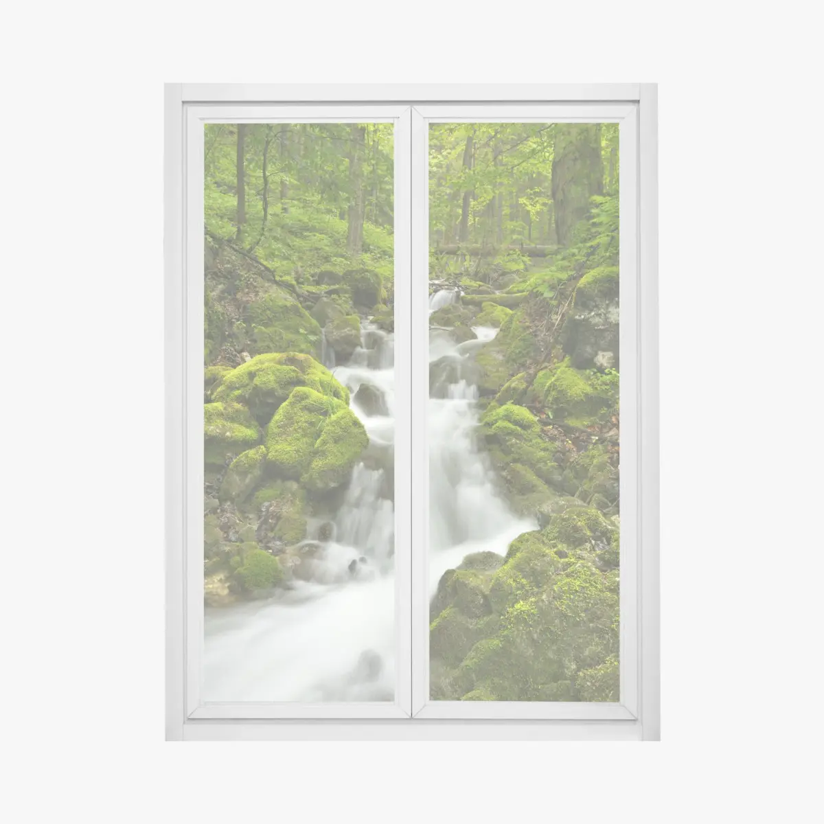 Fensteraufkleber moosiger wasserfall – Pixers®
