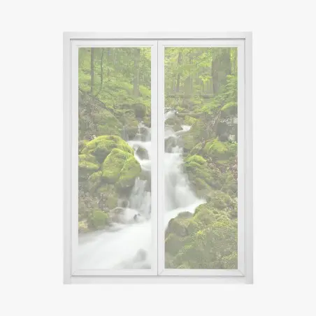Fensteraufkleber moosiger wasserfall – Pixers®