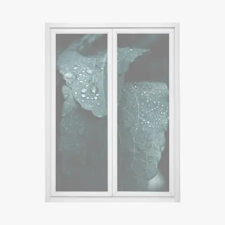 Fensteraufkleber tautropfen auf blättern – Pixers®