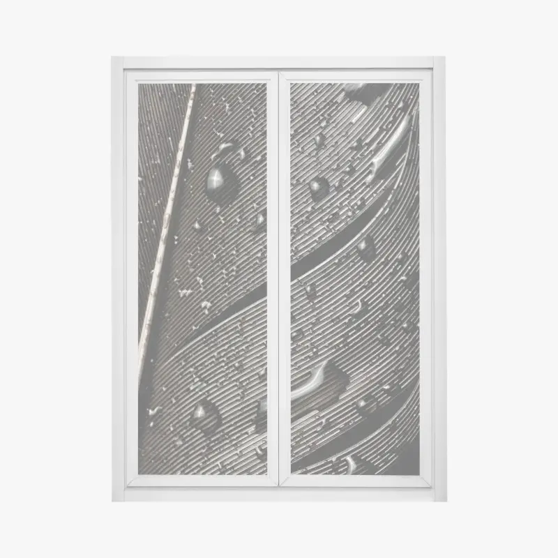 Fensteraufkleber monochrome feder mit wassertropfen