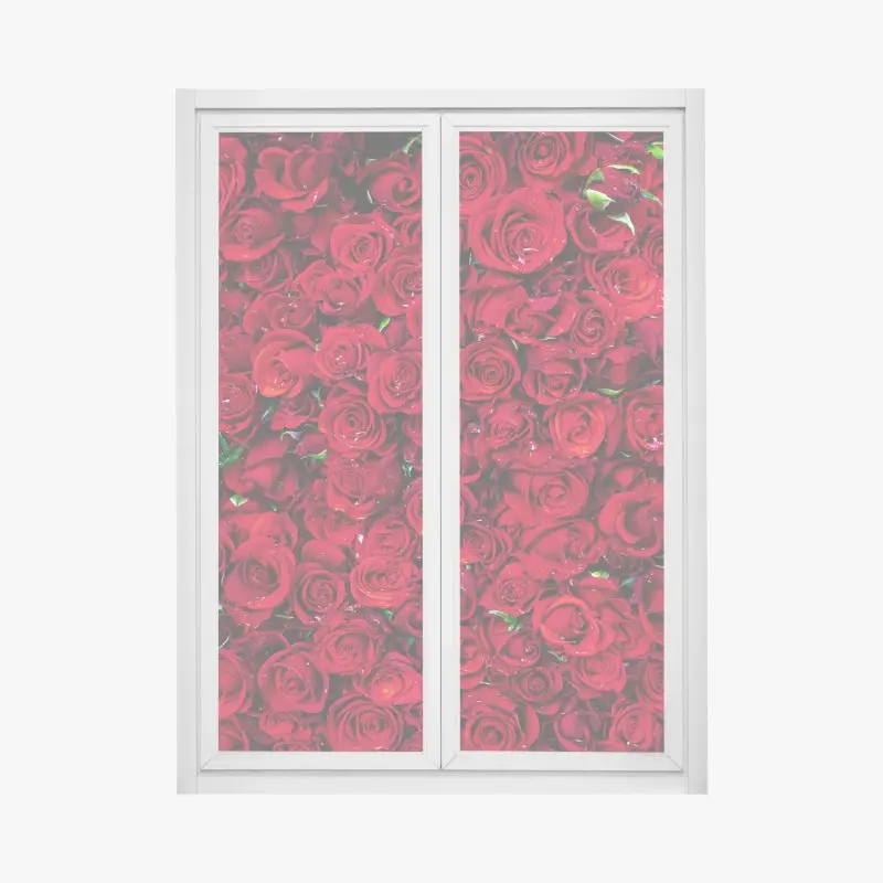 Fensteraufkleber dichte wand aus roten rosen