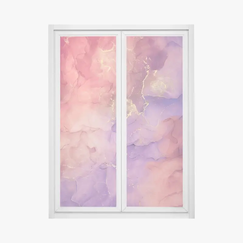 Fensteraufkleber ätherische rosa und lila marmoroptik