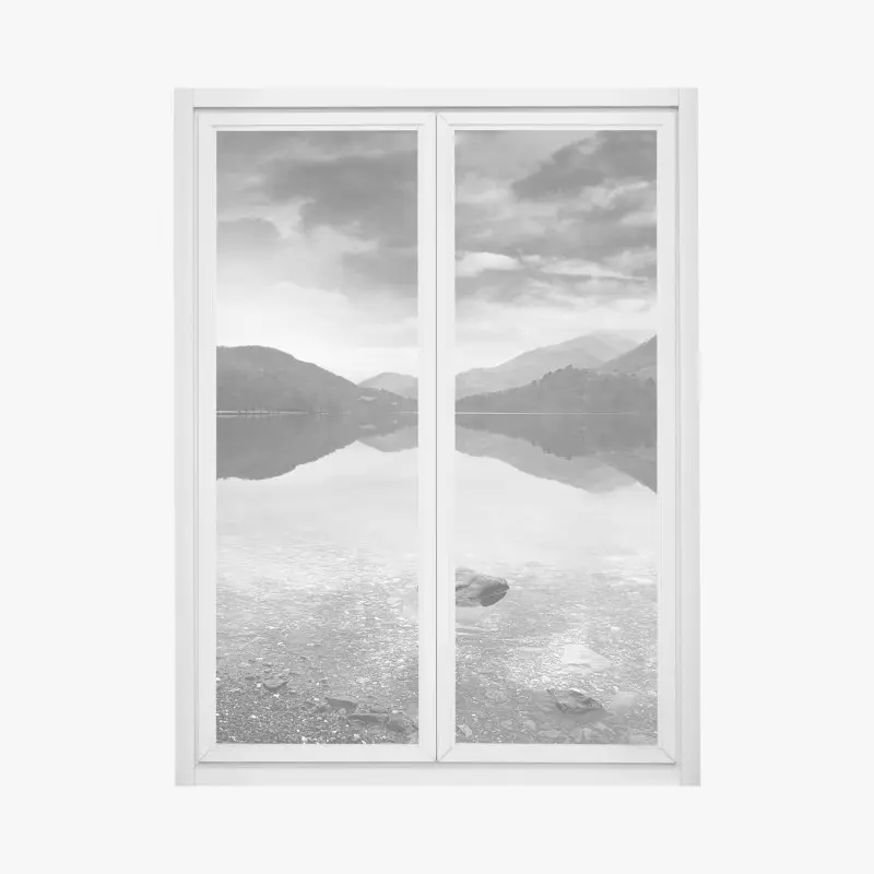 Fensteraufkleber ruhiger bergsee mit spiegelung