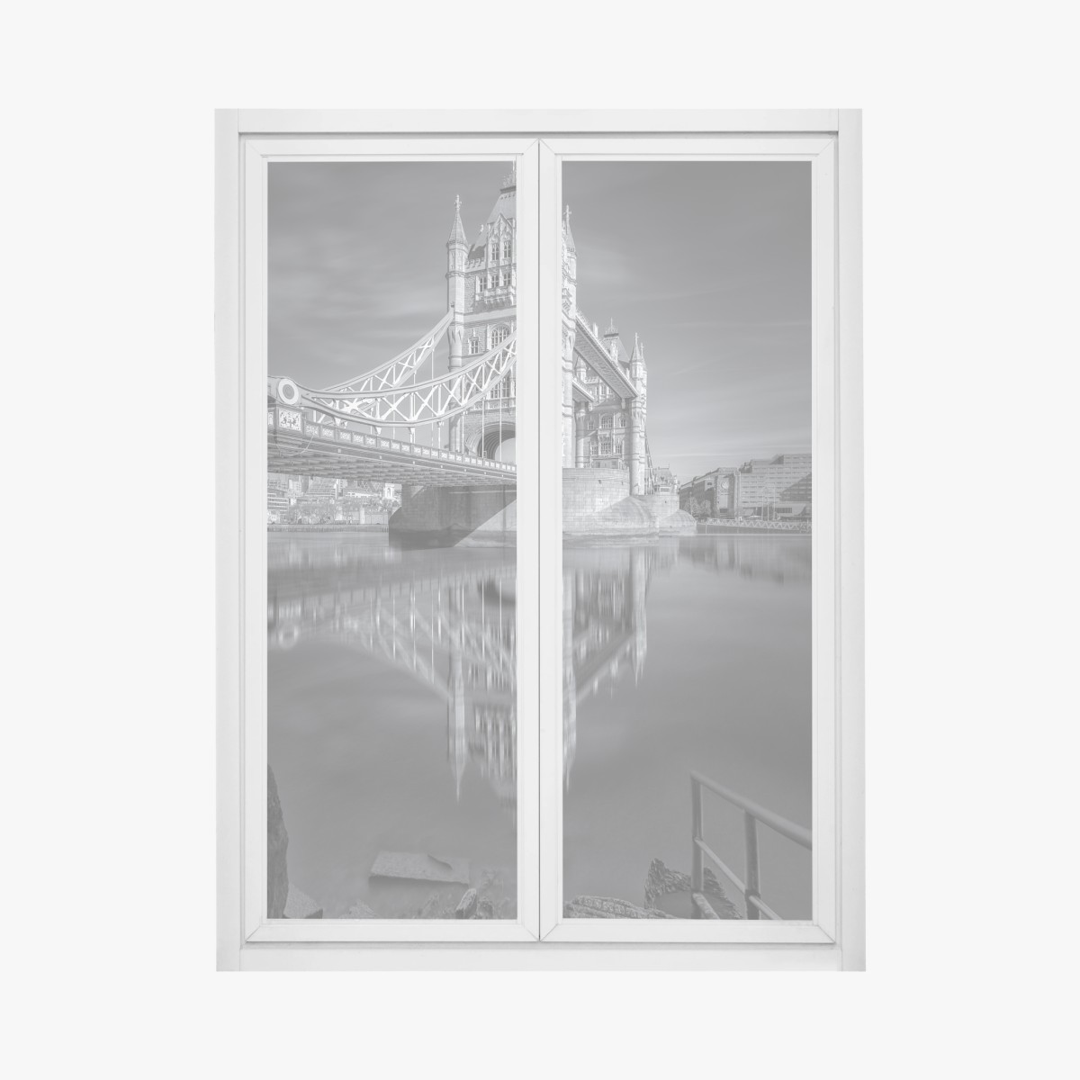 Fensteraufkleber Tower Bridge reflektiert in schwarzweiß – Pixers®