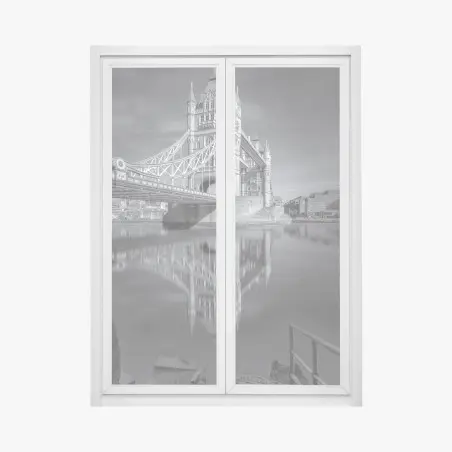 Fensteraufkleber Tower Bridge reflektiert in schwarzweiß – Pixers®