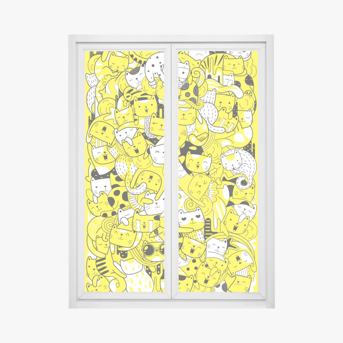 Fensteraufkleber verspielte gelbe katzen-collage – Pixers®
