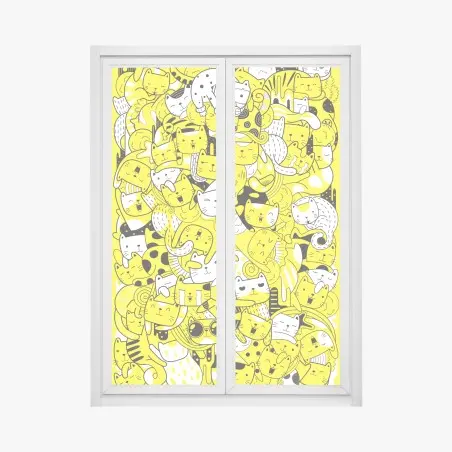 Fensteraufkleber verspielte gelbe katzen-collage – Pixers®