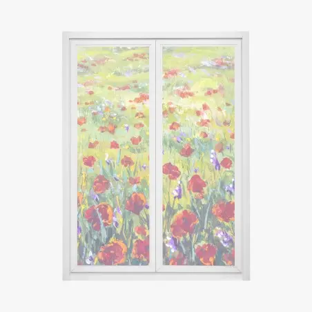 Fensteraufkleber impressionistische mohnwiese – Pixers®