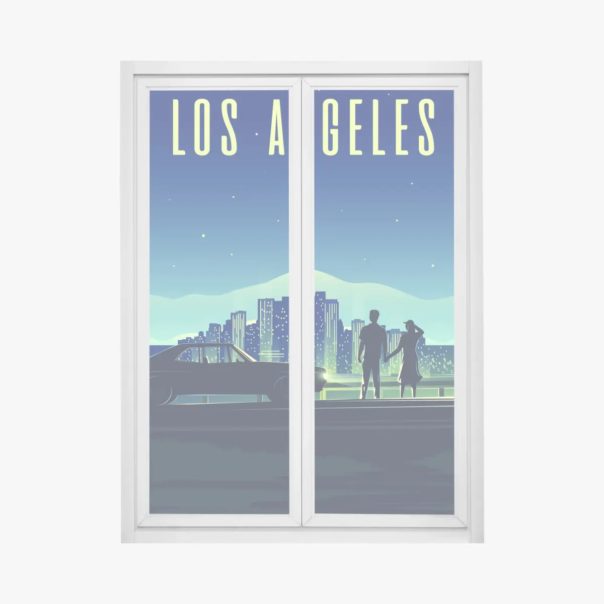 Fensteraufkleber Los Angeles nächtliche skyline – Pixers®