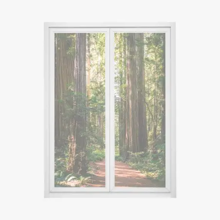 Fensteraufkleber majestätischer weg im sekwoienwald – Pixers®
