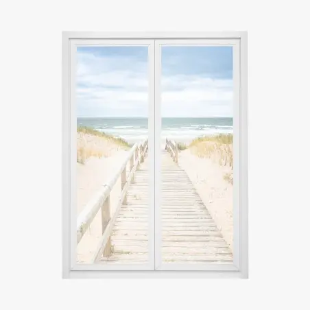 Fensteraufkleber holzsteg zum meer, Sylt – Pixers®