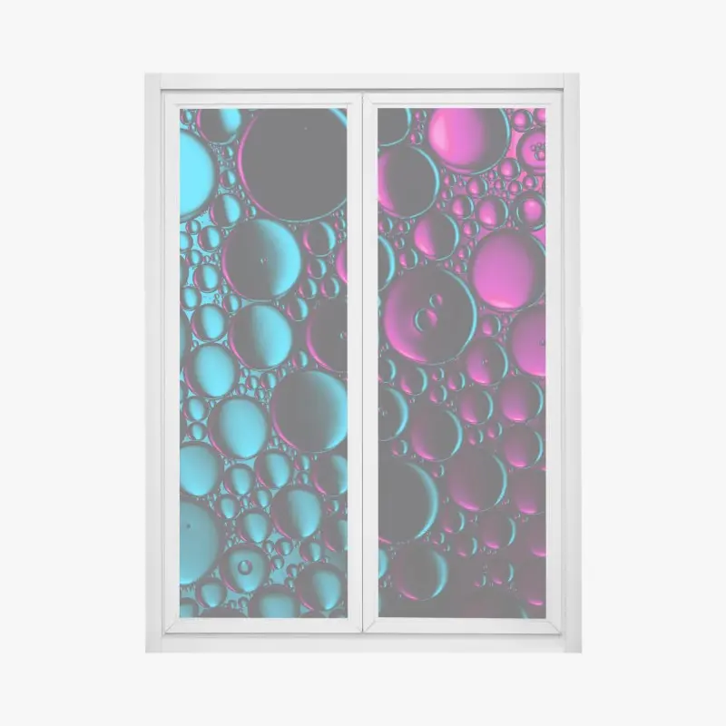 Fensteraufkleber türkis-magenta blasenmuster