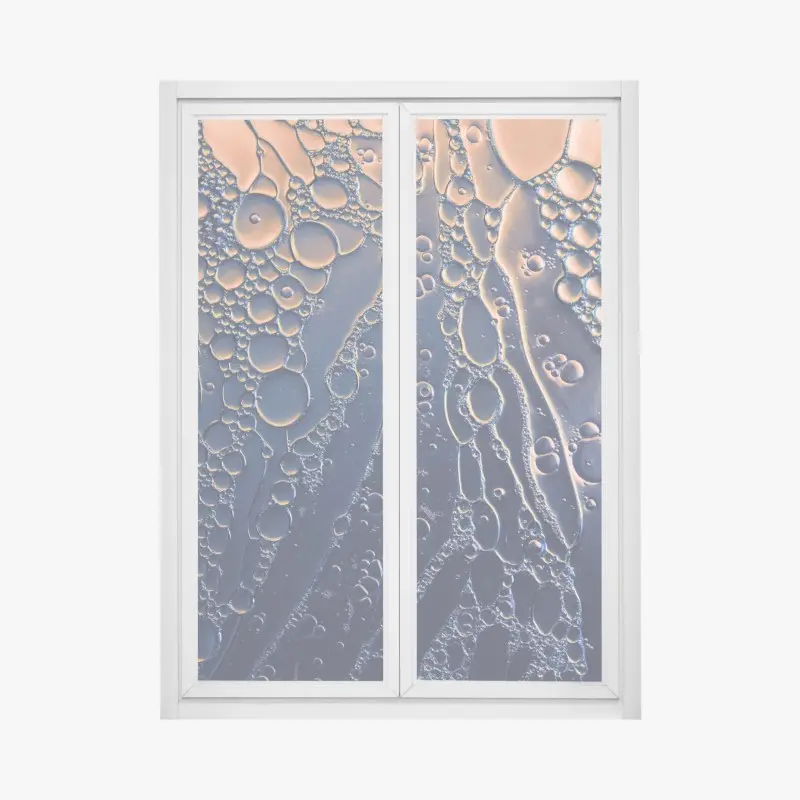 Fensteraufkleber blaue und goldene abstrakte blasen