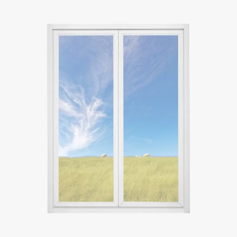 Fensteraufkleber ruhige wiese unter blauem himmel