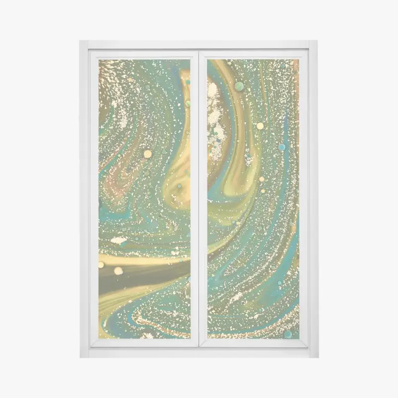 Fensteraufkleber grün-goldene flüssige marmorierte kunst