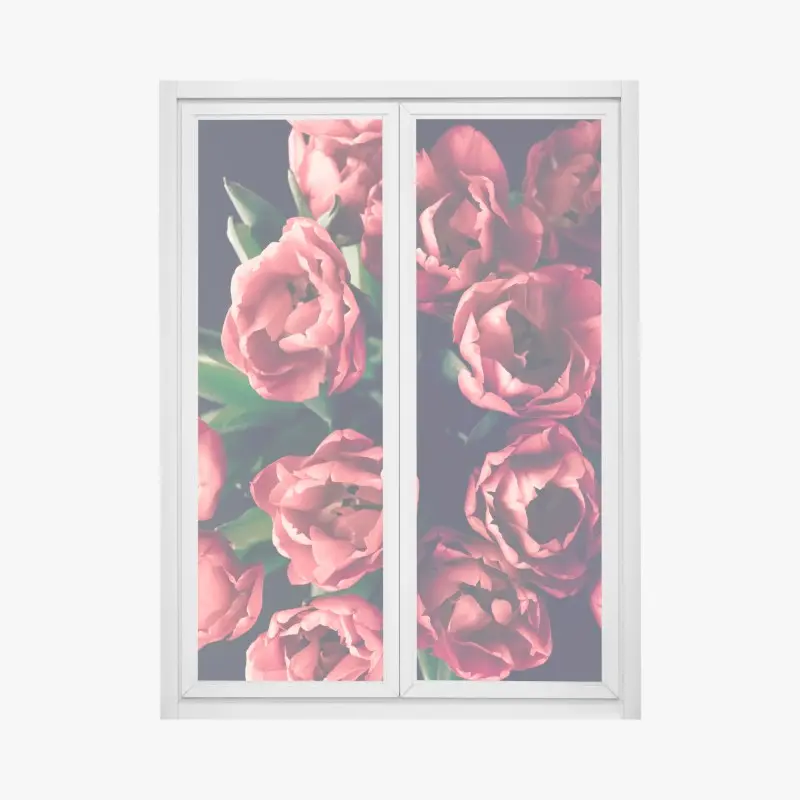 Fensteraufkleber stimmungsvolles rosa tulpenbukett