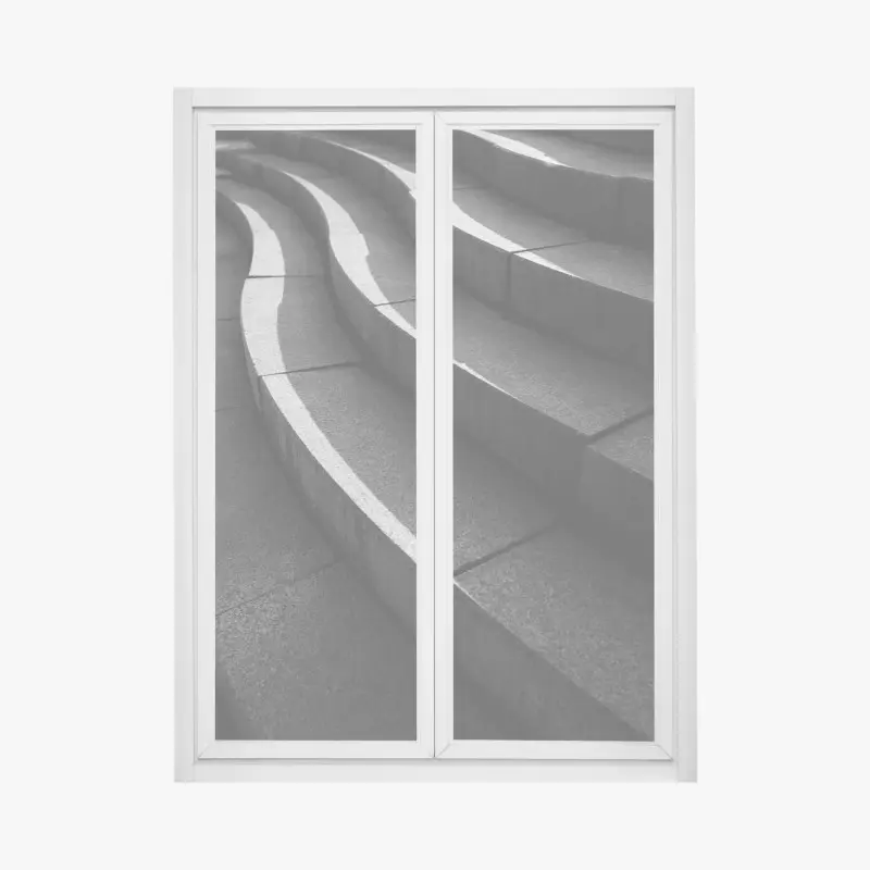Fensteraufkleber geschwungene betontreppe im schatten