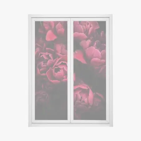 Fensteraufkleber tiefrote blüten mit wassertropfen – Pixers®