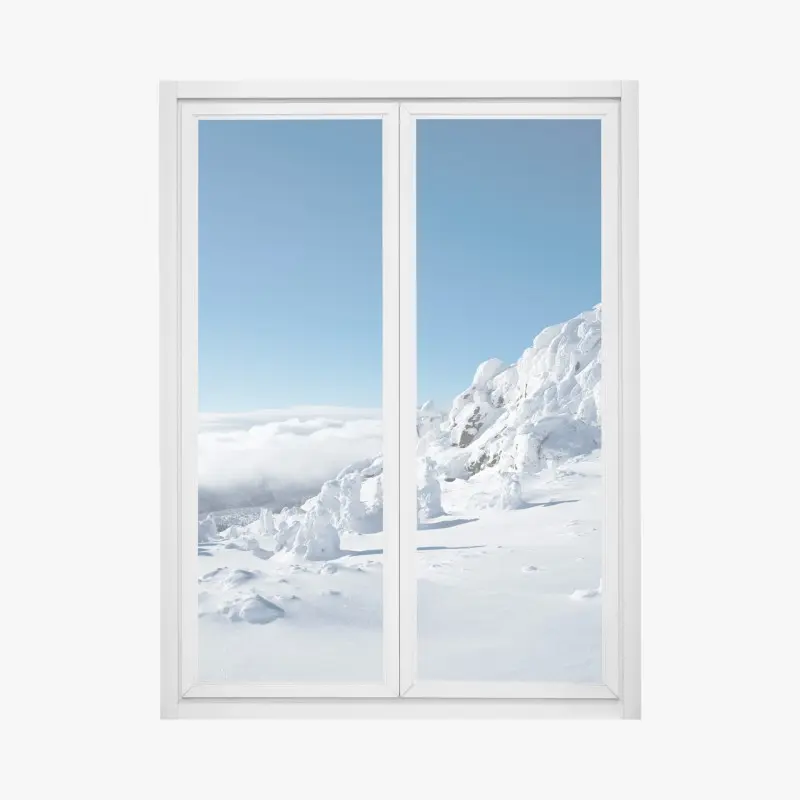 Fensteraufkleber ruhige verschneite berglandschaft