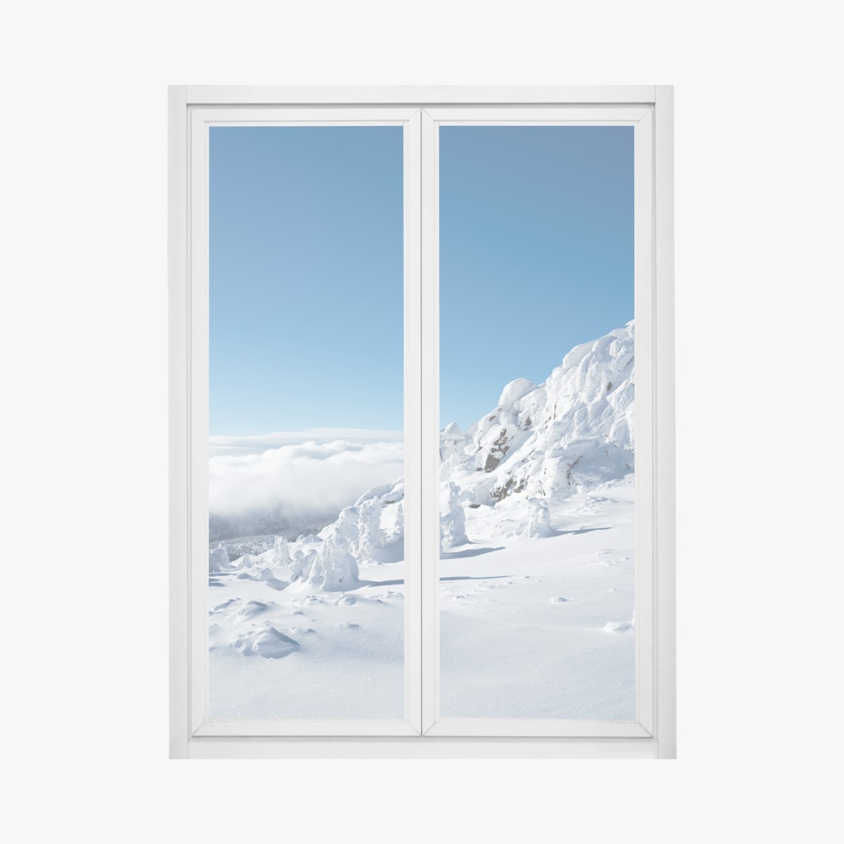Fensteraufkleber ruhige verschneite berglandschaft – Pixers®
