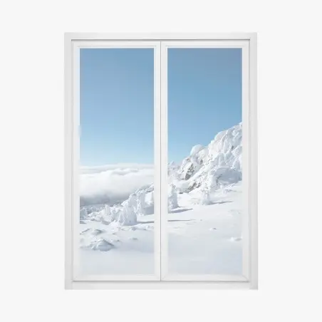 Fensteraufkleber ruhige verschneite berglandschaft – Pixers®