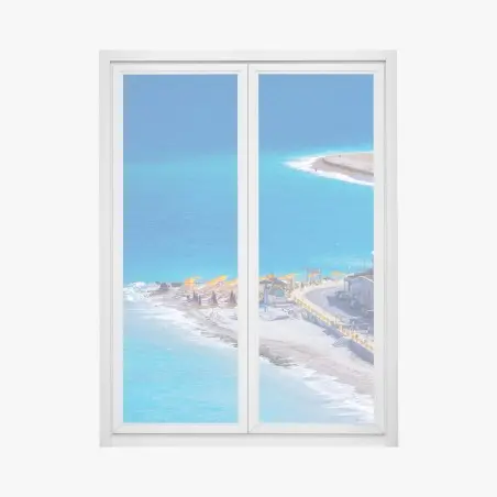 Fensteraufkleber Rhodos strand mit bunten sonnenschirmen – Pixers®