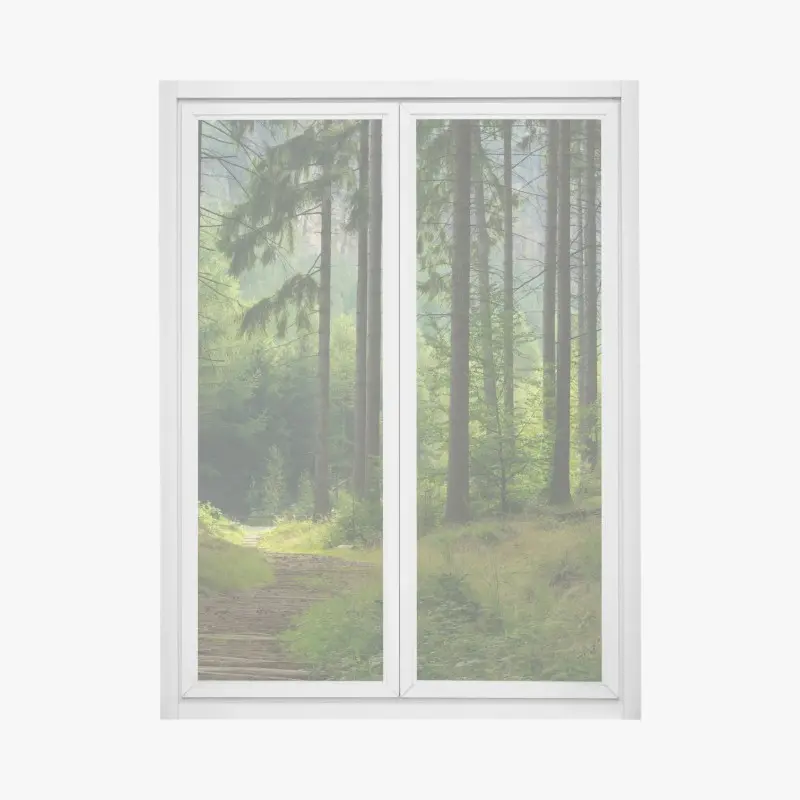Fensteraufkleber ruhiger waldpfad