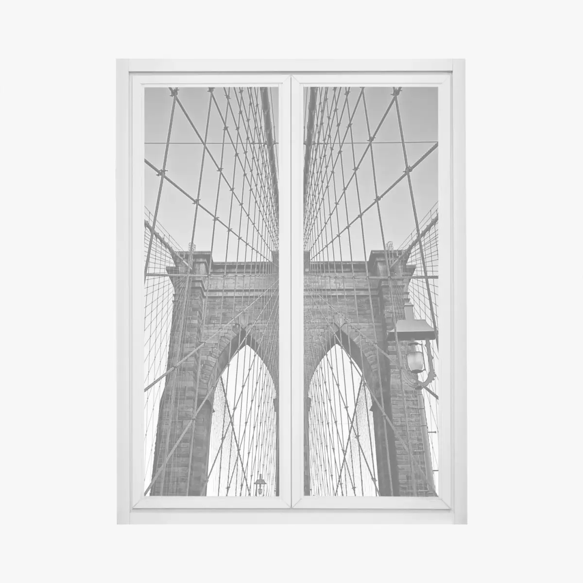 Fensteraufkleber symmetrische hängebrücke in schwarzweiß – Pixers®