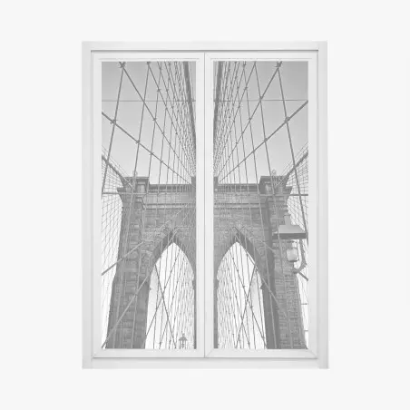 Fensteraufkleber symmetrische hängebrücke in schwarzweiß – Pixers®