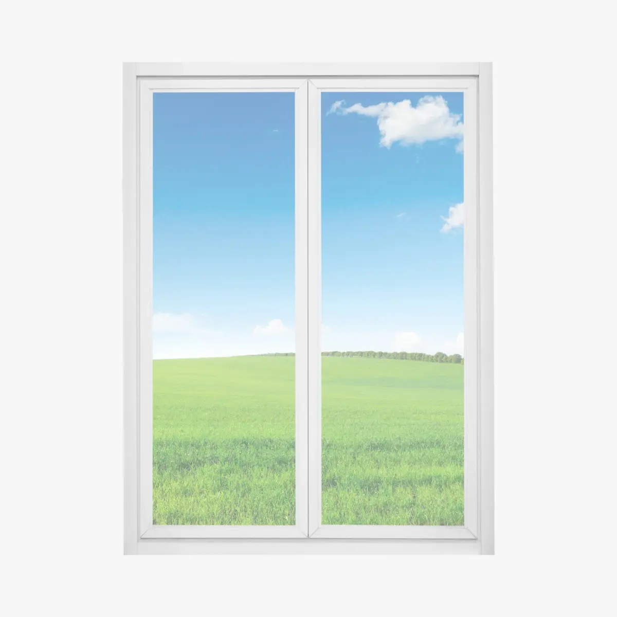 Fensteraufkleber ruhige grüne wiese unter blauem himmel – Pixers®