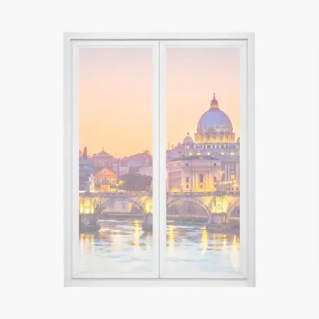 Fensteraufkleber sonnenuntergang über dem Petersdom und dem Tiber – Pixers®