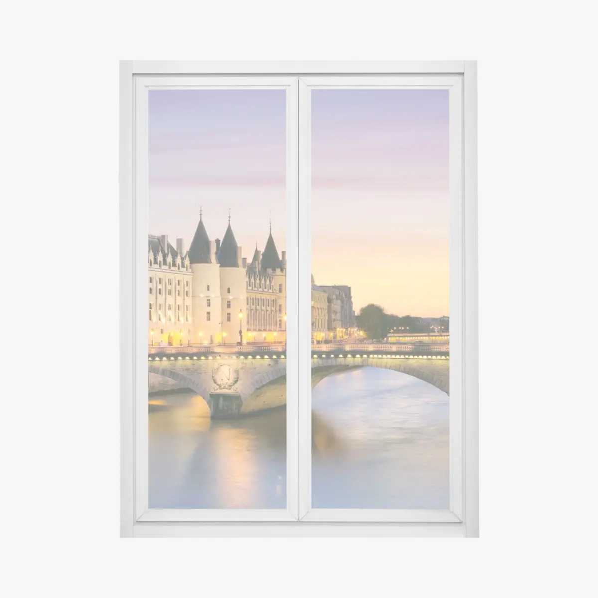 Fensteraufkleber Paris sonnenuntergang über der historischen brücke – Pixers®