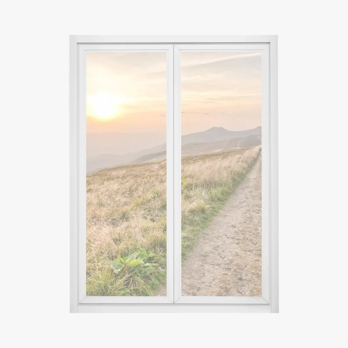 Fensteraufkleber wanderpfad bei sonnenuntergang in Bieszczady – Pixers®