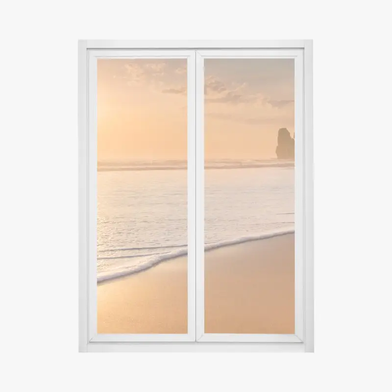 Fensteraufkleber goldener sonnenuntergang am strand