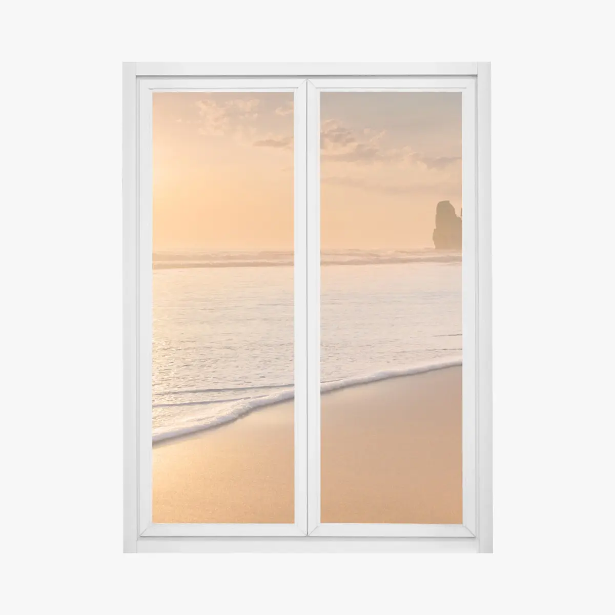 Fensteraufkleber goldener sonnenuntergang am strand – Pixers®