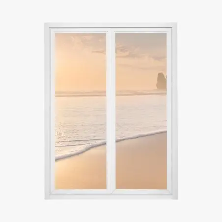 Fensteraufkleber goldener sonnenuntergang am strand – Pixers®