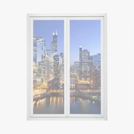 Fensteraufkleber Chicago skyline bei dämmerung – Pixers®