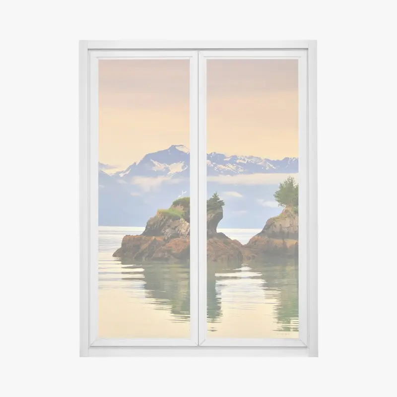 Fensteraufkleber ruhige inselspiegelungen bei sonnenuntergang